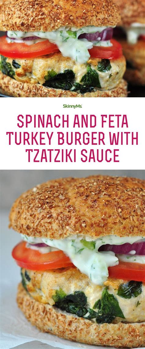 Spinach And Feta Turkey Burger With Tzatziki Sauce Recipe Turkey