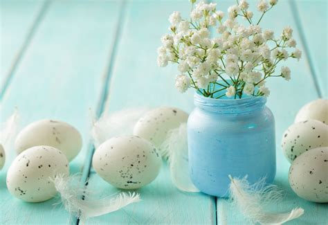 4k Holidays Easter Feathers Wood Planks Eggs Jar Hd Wallpaper