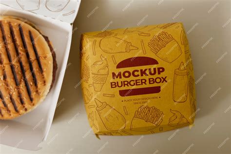 Premium Psd Cardboard Burger Box Packaging Mock Up Design