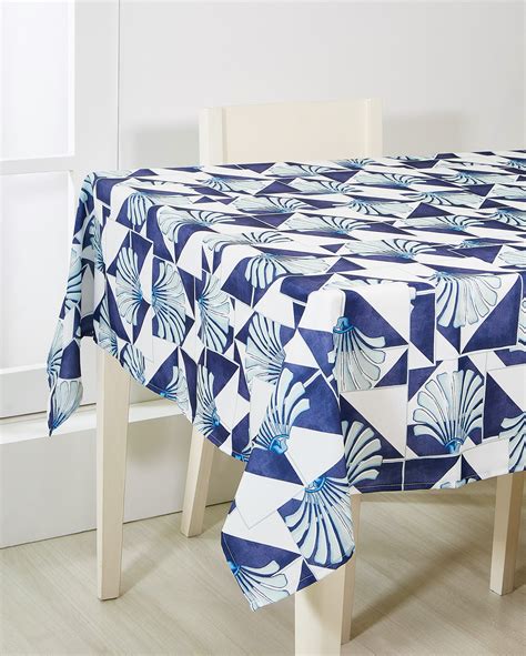 Riachuelo Toalha De Mesa Retangular Hera Azul Branco 140x210cm Casa