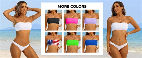 Amazon Aqua Eve Women Strapless Bikini Top Only Bandeau Swim Top Tube Top Swimsuit