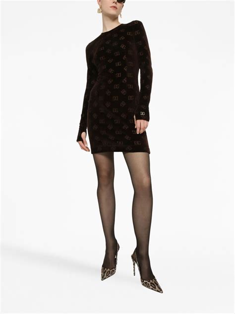 Dolce And Gabbana Monogram Jacquard Cotton Minidress Black Farfetch