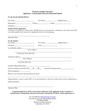 Fillable Online Wcu Application Form Western Carolina University