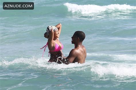Karrueche Tran In A Pink Bikini As She Hits The Beach With Boyfriend Victor Cruz In Miami Aznude