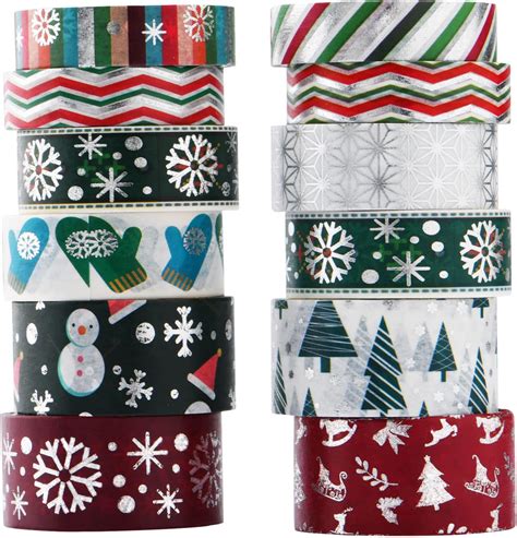 Christmas Holiday Washi Tape Set Xmas Winter Foil Washi Masking Tape Bullet Journal