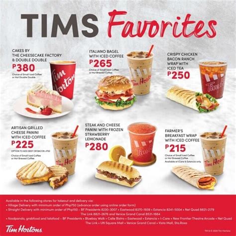 Tim Hortons Menu At 10000 From National Capital Region Ncr Lookingfour Buy And Sell Online