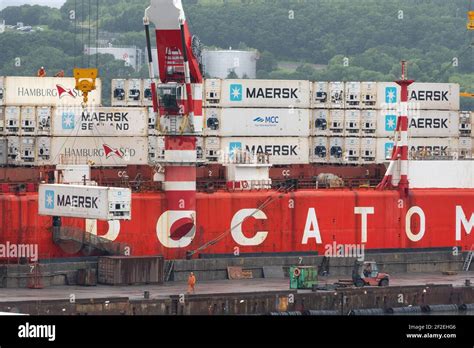 Crane Unloaded Container Cargo Ship Sevmorput Rosatomflot Russian