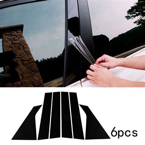 Buy Possbay 6pc Set Car Window Center Pillar Sticker Door Trim Pillar Posts Black Fit For