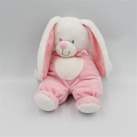 Doudou Lapin Blanc Rose Pois Tex Baby