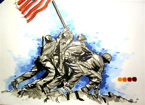 Iwo Jima Flag Raising Drawing At Getdrawings Free Download