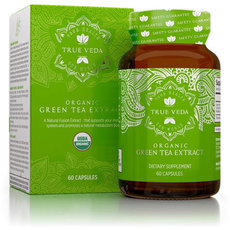 Organic Green Tea Extract Capsules USDA Organic Certified 60 Green