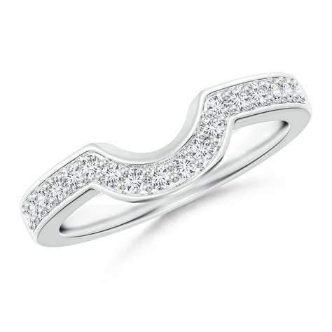 Pav Set Diamond Curved Half Eternity Wedding Band Angara