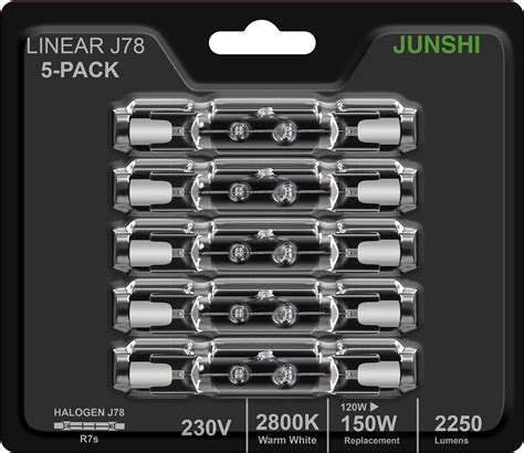 JUNSHI 5 Pack 120W 150W 78mm Tungsten Linear R7s Halogen Floodlight