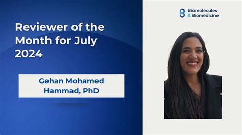 Blog Reviewer Of The Month Gehan Mohamed Hammad Biomolbiomed