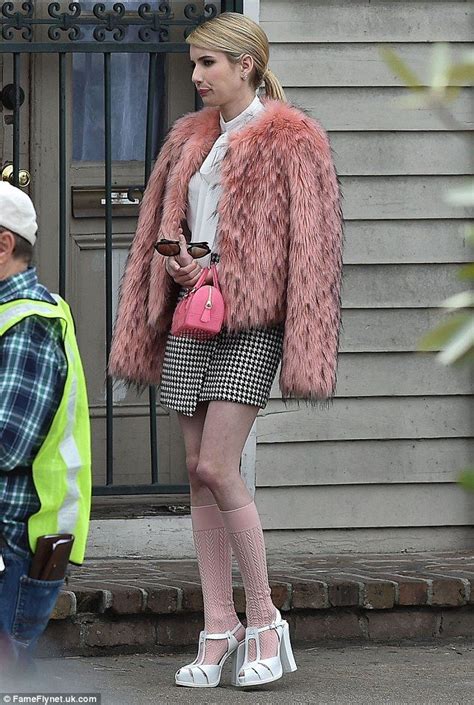 Emma Roberts Shows Off Her Fashionable Threads On Set Of Scream Queens