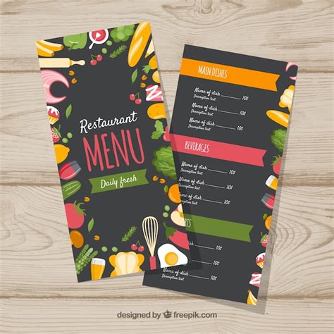 Free Vector Restaurant Menu Template In Flat Style