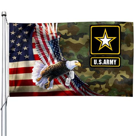 U S Army Double Sided Flag With American Eagle Veteran Design X Ft