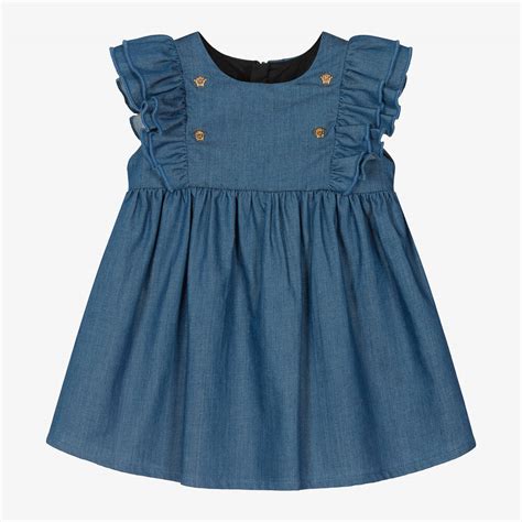 Versace - Baby Girls Blue Chambray Dress | Childrensalon