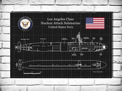 Uss Los Angeles Ssn 688 Class Submarine Art Print Poster Etsy