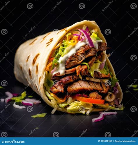 Doner Kebab Sandwich Isolated On White Background Stock Illustration