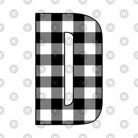 Letter D Monogram Black And White Buffalo Plaid Check By Gsallicat