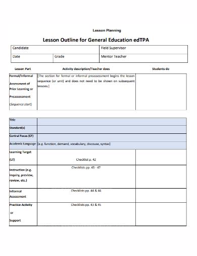 Free Edtpa Lesson Plan Samples In Ms Word Google Docs Apple