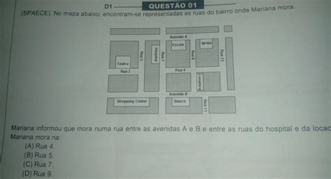 Onde Duas Ruas Se Encontram - Solved: D1 QUESTAO 01 (SPAECE). No mapa abaixo, encontram-se ...