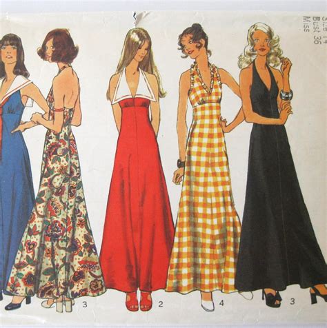 1970s Halter Dress Pattern Simplicity 5349 Womens Empire Waist