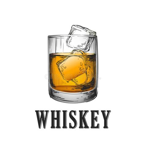 Whiskey Glass Hand Drawn Drink Vector Illustration Stock Vector