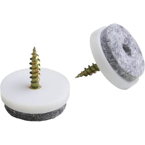 Lot De 8 Patins En Feutre De 25 Mm De Diamètre Avec Vis Blanc