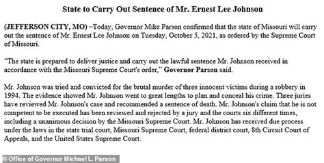 Ernest Lee Johnson Executed In Missouri Over 1994 Murder Despite