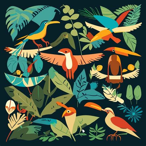 Premium Vector | Digital art concept of tropical birds