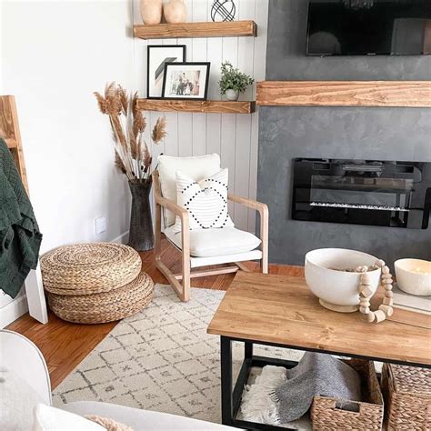 Wood Accents Around a Gray Fireplace Wall - Soul & Lane