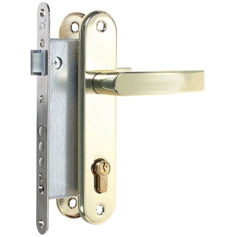 Замок врезной с ручками на планке ЗВ-4, сталь, цвет золотой - купить с ...