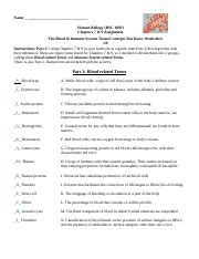 Chapters 7 9 Blood And The Immune System Terms LECTURE Assignment