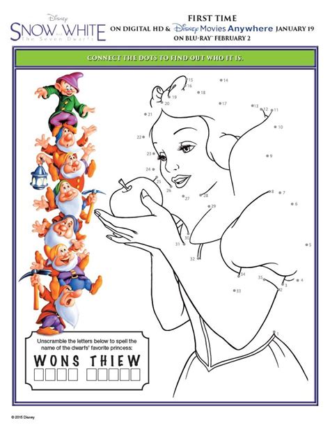 Snow White And The Seven Dwarfs Printable Activity Sheets Disney