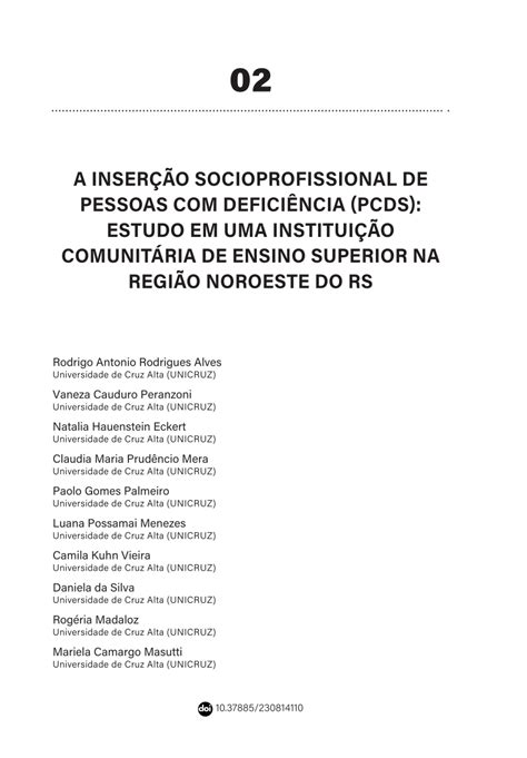 Pdf A Inser O Socioprofissional De Pessoas Defici Ncia Pcds