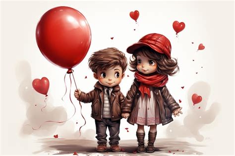 Premium Photo Lovely Anime Couple Holding Hands In Romantic Balloon