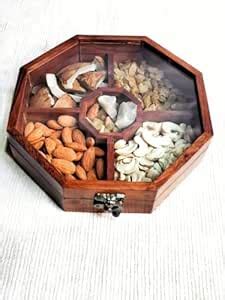 H S B WOOD HANDICRAFT Sheehsam Wood Dry Fruit Box Handmade