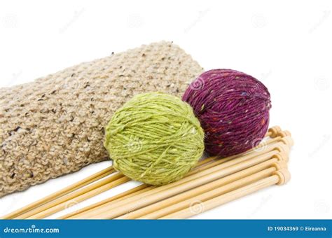 Knitting Yarns And Needles Stock Image Image Of Purple 19034369