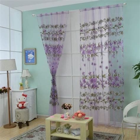 Hengxin Voilages Floraux Floral Voile Tulle Porte Fen Tre Rideau