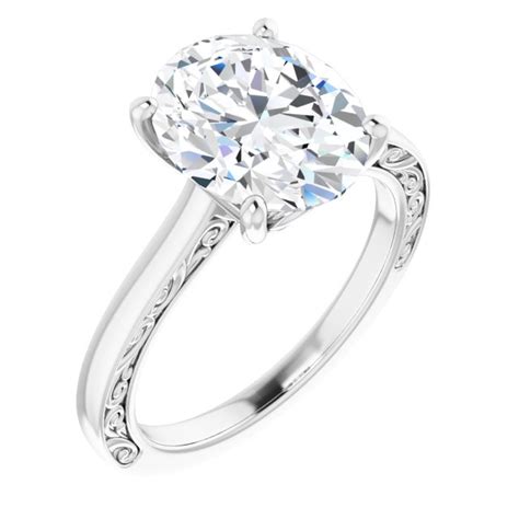 Athena 4 Carat Oval Diamond Solitaire Engagement Ring 14K White Gold ...