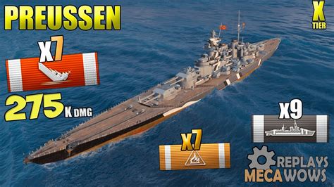 Battleship Preussen Kills K Damage World Of Warships Youtube