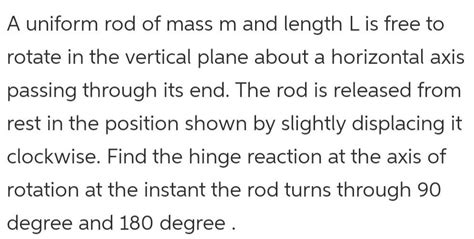 [answered] A Uniform Rod Of Mass M And Length L Is Free To Rota Physics Kunduz