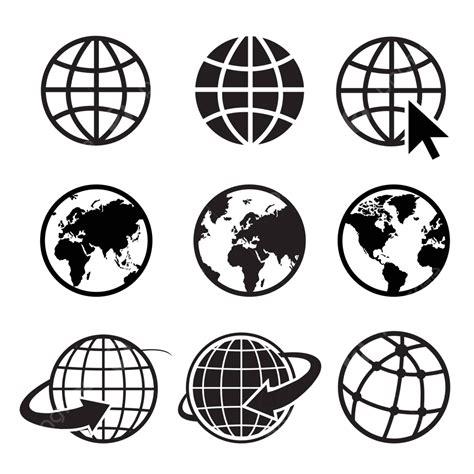 Vector Collection Of Global Symbols And Earth Icons Vector Globe