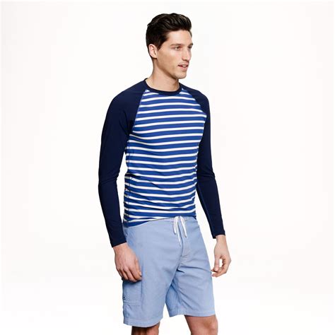 J Crew Longsleeve Rash Guard In Porter Blue Stripe For Men Lyst