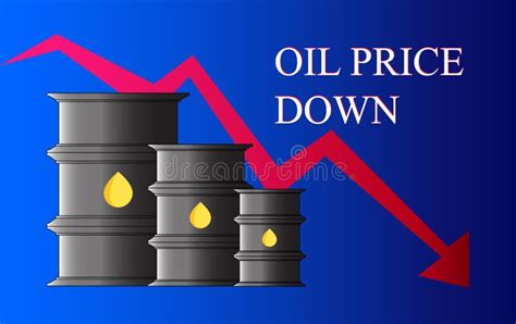 Crude Oil Price Down Abstract Illustration With Barrel Text And