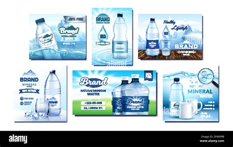 Mineral Water Creative Promo Posters Set Vector Stock Vector Image And Art Alamy