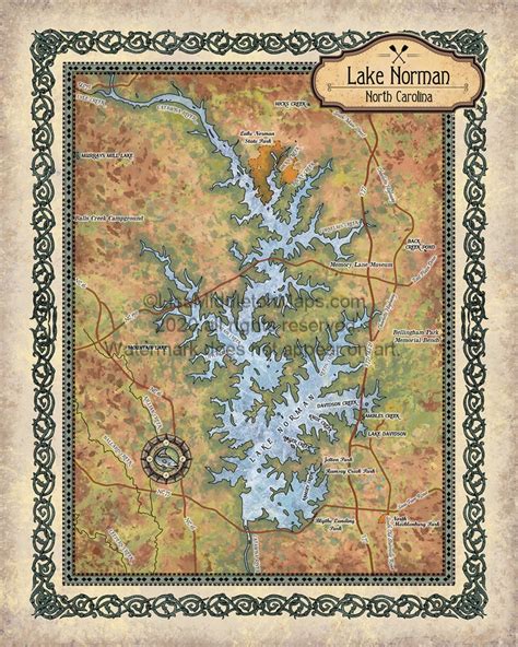 Lake norman lake norman map lake Norman North Carolina lake | Etsy