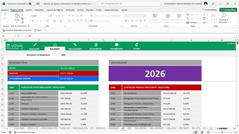 Planilha De Balan O Patrimonial Em Excel Vizual Planilhas